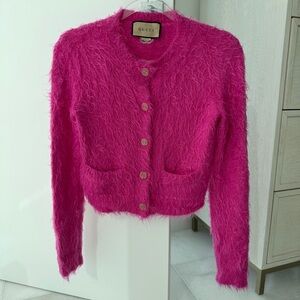 Gucci Bright Pink Wool Cardigan